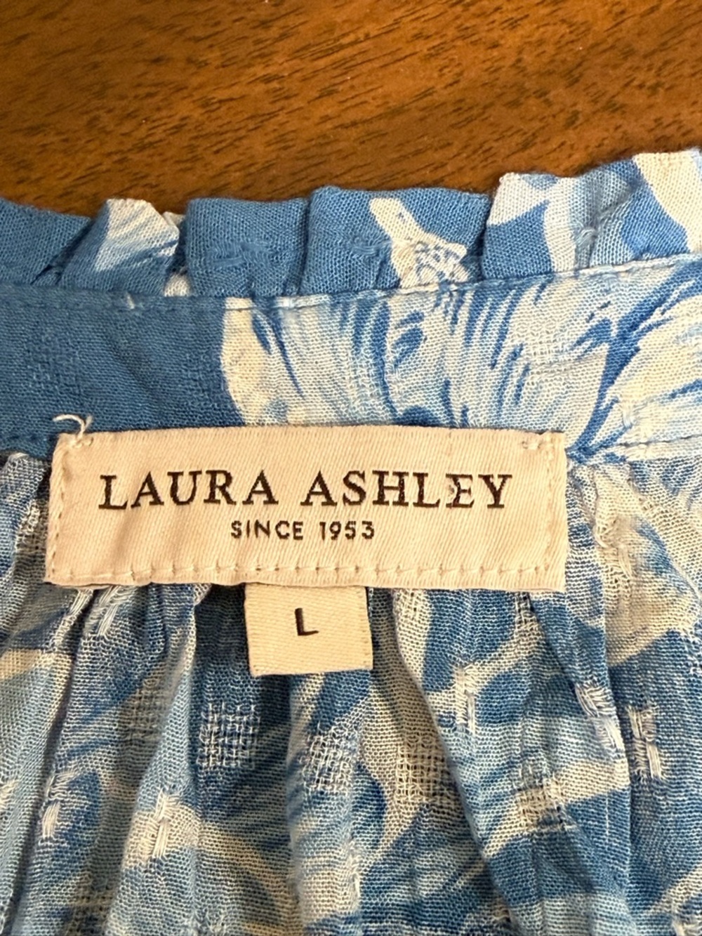 Laura Ashley Blue Floral Blouse XL Boho Cottagecore Short Sleeve Top - Picture 7 of 10